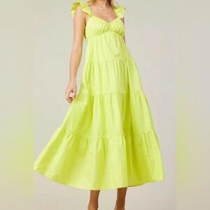 Lime Green Ruffle Maxi Dress